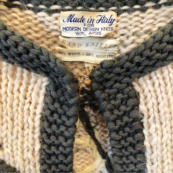 Vintage Hand Knited Cardigan Mohair Sweater Made in Italy Floral Emroidery S/M/L - Picture 2 of 12